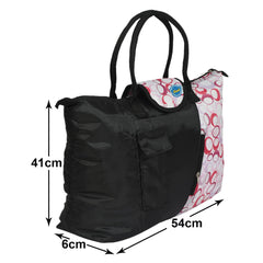 Heart Home Parachute Circle Print Shoulder Bag/Shopping Bag for Home & Travling with Handle Pack of 2 (Black) 54HH4191.