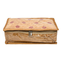 Heart Home Jewellery Kit | Satin Flower Embroidery Locker Kit | 3+3+1 Detachable Pouch Cosmetic Kit | Makeup Storage Kit for Watches | Bracelets | Earring | Golden