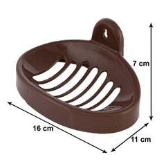 Kuber Industries Soap Holder|Sink Soap Holder|Plastic Wall Mounted Soap Holder|Oval Shape Self Draining Soap Dish for Bathroom (Coffee)