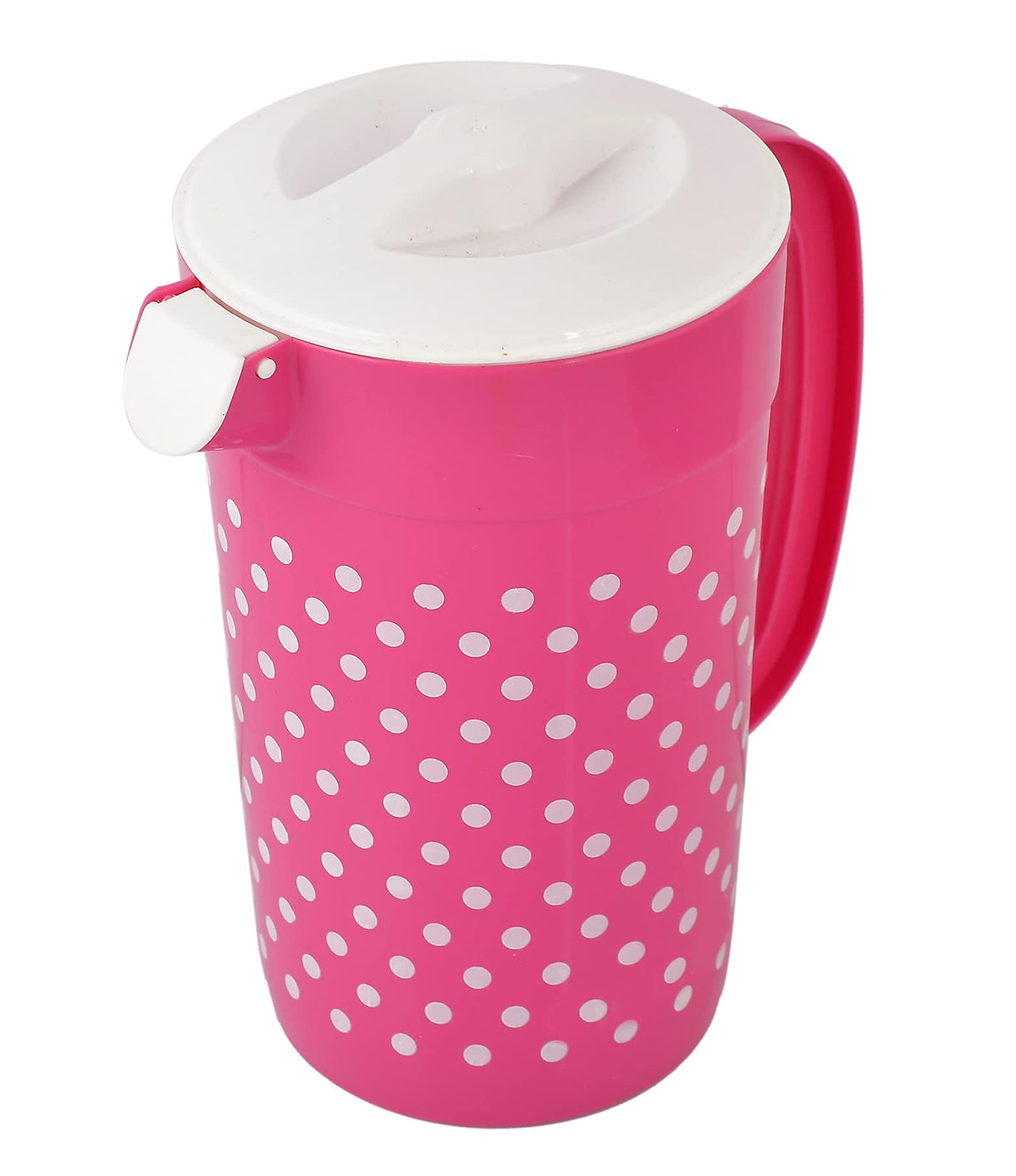 Kuber Industries Dot Printed Unbreakable Multipurpose Plastic Water Jug/Pitcher with Lid, 2.4 LTR. (Pink)-HS42KUBMART25205