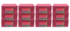 Kuber Industries 12 Piece Non Woven Saree Cover Set, Pink,Large Size -CTKTC6420