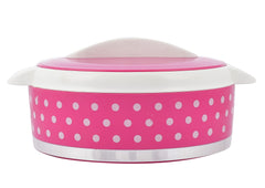 Kuber Industries Dot Printed Inner Steel Casserole With Lid, 1500ml- Pack of 2 (Pink)-HS42KUBMART25027