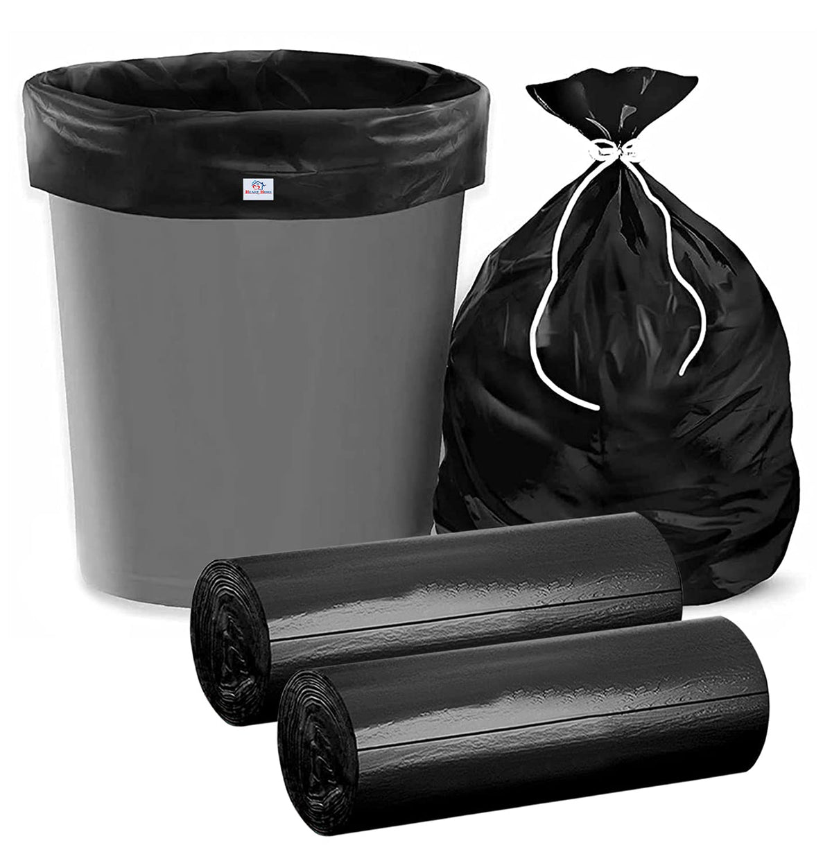 Heart Home Medium 60 Garbage Bags/Dustbin Bags, 19x21 Inches (Black)-HS41HEARTHH24023