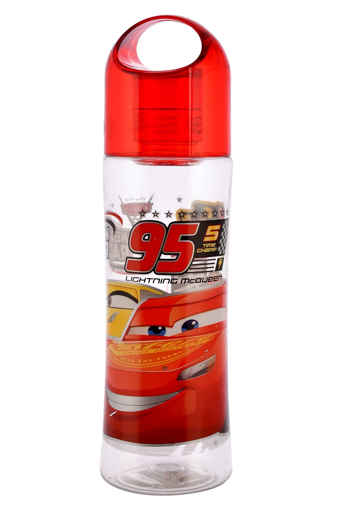 Kuber Industries Disney Car Printed Lightweight, Leak-Proof Kids Plastic Water Bottle For Boys & Girls- 700ml (Tranasparent)