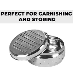Kuber Industries Stainless Steel Grater with Storage|Stainless Steel, Multifunctional Use & Refrigerator Safe|Light Weight & Durable|Cheese,Carrot & Coconut Grater Lid with Ventilated Box