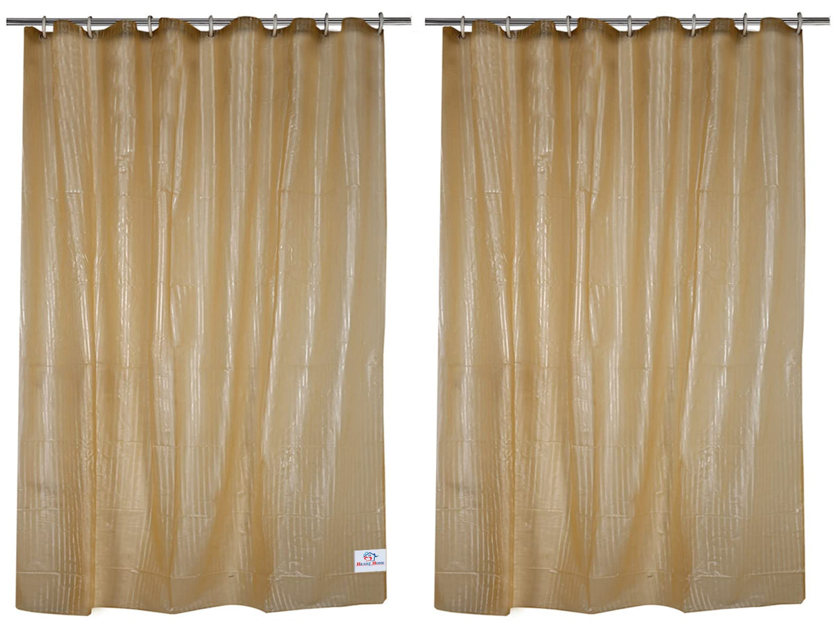 Heart Home 0.20mm Lining Design Stain Resistant, No Odor, Waterproof PVC AC Curtain with Hooks,7 Feet, Pack of 2 (Green)