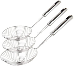 Fun Homes Stainless Steel Deep Fry/Mesh Strainer/Jhara/Puri Strainer Set of 3 Pcs (16 & 18 & 20 cm)