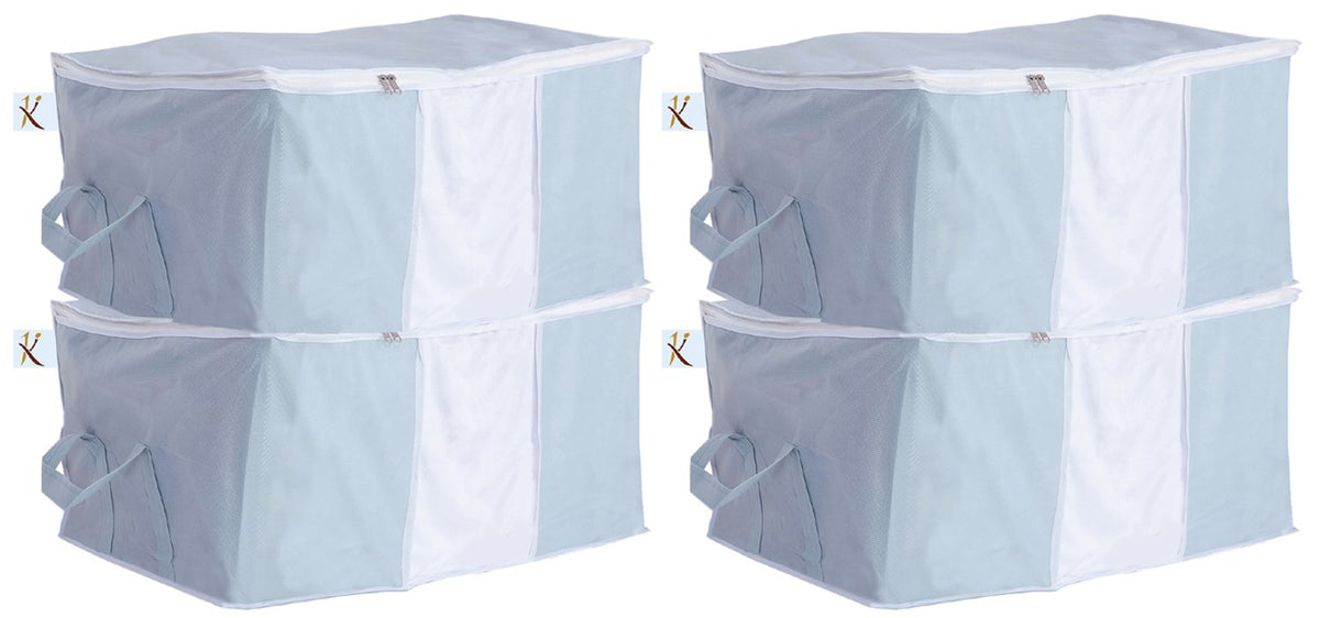 Kuber Industries 4 Piece Non Woven Underbed Storage Organiser Set (Grey )