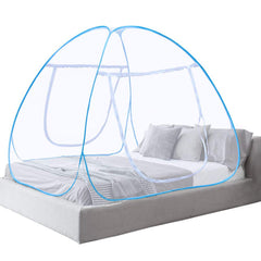 Heart Home Mosquito Net Foldable King Size (Double Bed) with Free Saviours 6.5 x 6.5 Feet (Blue)- HEART1073