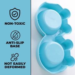 Kuber Industries Dog Food Bowl|Stainless Steel,PVC Material Dog Bowls|Non Slip,Durable,Sturdy,Non Toxic|Perfect Dog Accessories for Indoor & Outdoor Use|A1009B|Blue