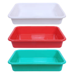 Kuber Industries Storage Tray|Versatile Plastic Storage Organizer|Rectangular Tray for Kitchen Storage|Storage Tray for office|Exel Tray 555|Pack of 3 (Multicolor)