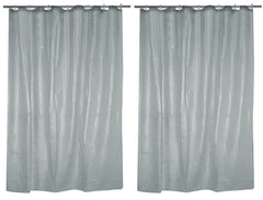 Kuber Industries 0.20mm Lining Design Stain Resistant, No Odor, Waterproof PVC AC Curtain with Hooks,7 Feet, Pack of 2 (White)