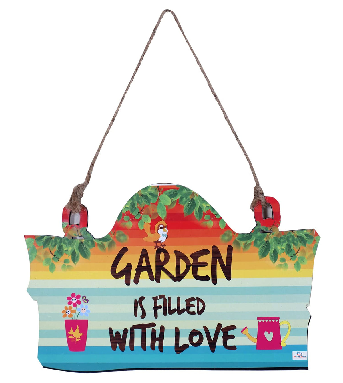 Heart Home Wooden Garden Is Filled With Love Printed Quotes For Balcony & Garden (Multicolor)