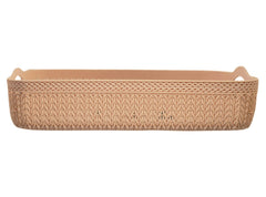 Heart Home Q-3 Multiuses Designer Unbreakable Plastic Storage Basket/Organizer/Bin For Home, Kitchen, Bathroom, Office Use Pack of 3 (Pink & Grey & Coffee)-50HH01527