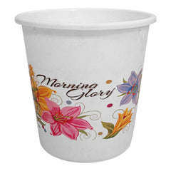 Kuber Industries Open Dustbin|Plastic Portable Garbage Basket|Floral Round Trash Can for Kitchen|Office|College|5 Litre (White)