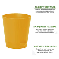 Kuber Industries Plastic Titan Pot|Garden Container for Plants & Flowers|Self-Watering Pot with Drainage Holes,6 Inch,Pack of 6 (Yellow)