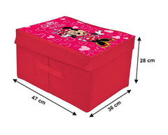 Kuber Industries Disney Minnie Printed Flodable Storage Box/Organizer For Toys, Cloths And Books With Lid & Handle- Pack of 2 (Pink)-HS43KUBMART26581
