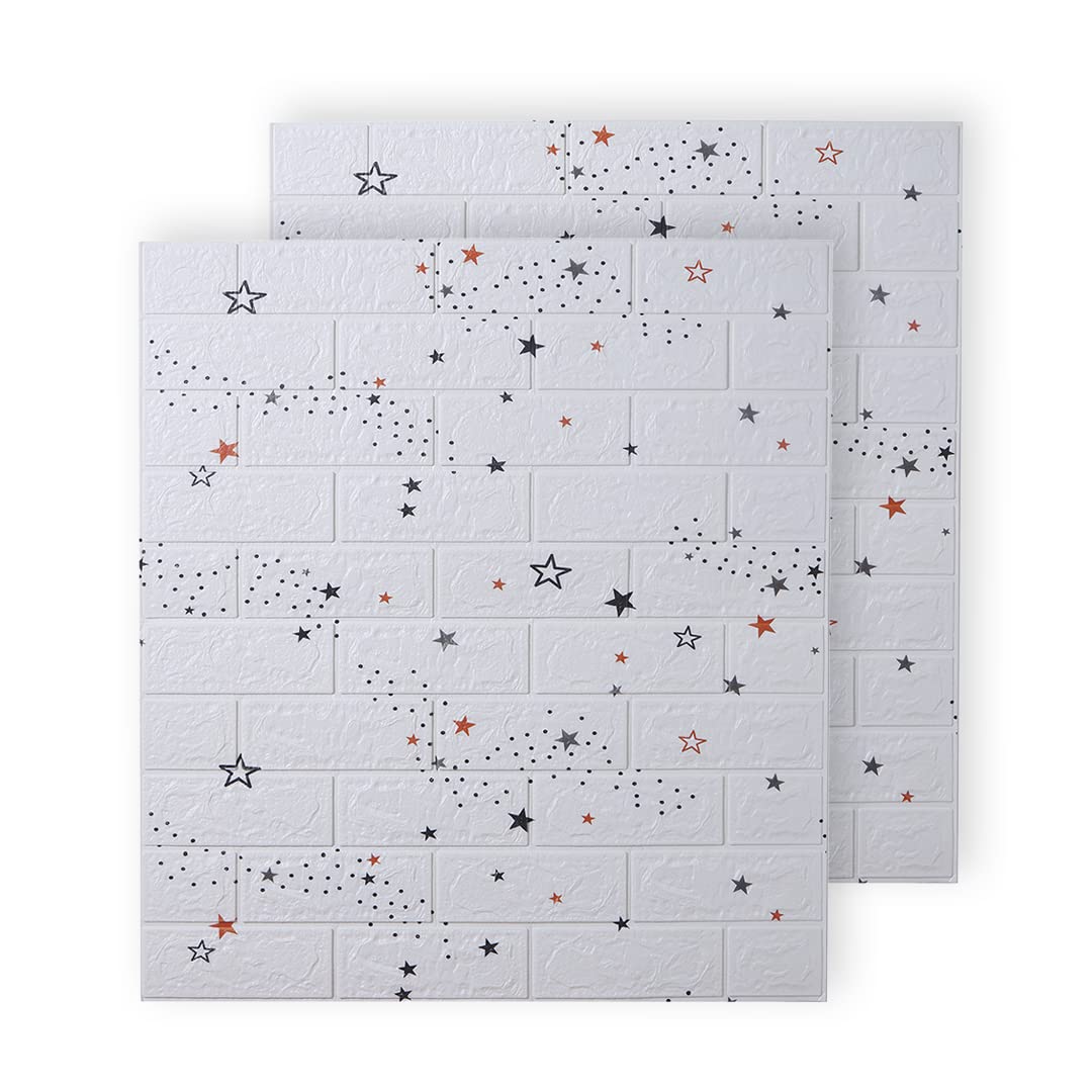 Kuber Industries Foam Brick Pattern 3D Wallpaper for Walls | Soft PE Foam| Easy to Peel, Stick & Remove DIY Wallpaper | Suitable on All Walls | Pack of 2 Sheets, 70 cm X 70 cm