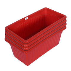 Heart Home Rectangular Jupiter Plastic Window Pot|Flower Planter for Home & Balcony,Garden 14 Inches Pack of 4 (Red)