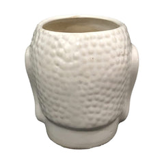 Kuber Industries Buddha Flower Pot|Buddha Head Shape Flower Planter|Plastic Flower Plant for Home Décor|Office Décor|Pack of 6 (White)