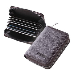 Kuber Industries Card Holder Wallet for Men Women|Debit Credit Card Holder|Wallet for Id, Visiting Card, Buisness Card|RFID Protected|Zipper Closure|Coffee