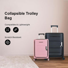 Homestic Luggage Bag | Trolley Bags for Travel | Collapsible Luggage Bag | Travelling Bag | Trolley Bags for Suitcase | Lightweight Luggage Bag | 20P-24P Inch | Rose Pink