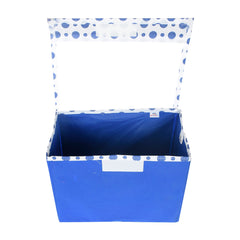 Heart Home Storage Box|Non-Woven Dot Print Foldable Storage Box|Large Wardrobe Organizer for Toys|Cloths with Transparent Lid & Handle (Blue)