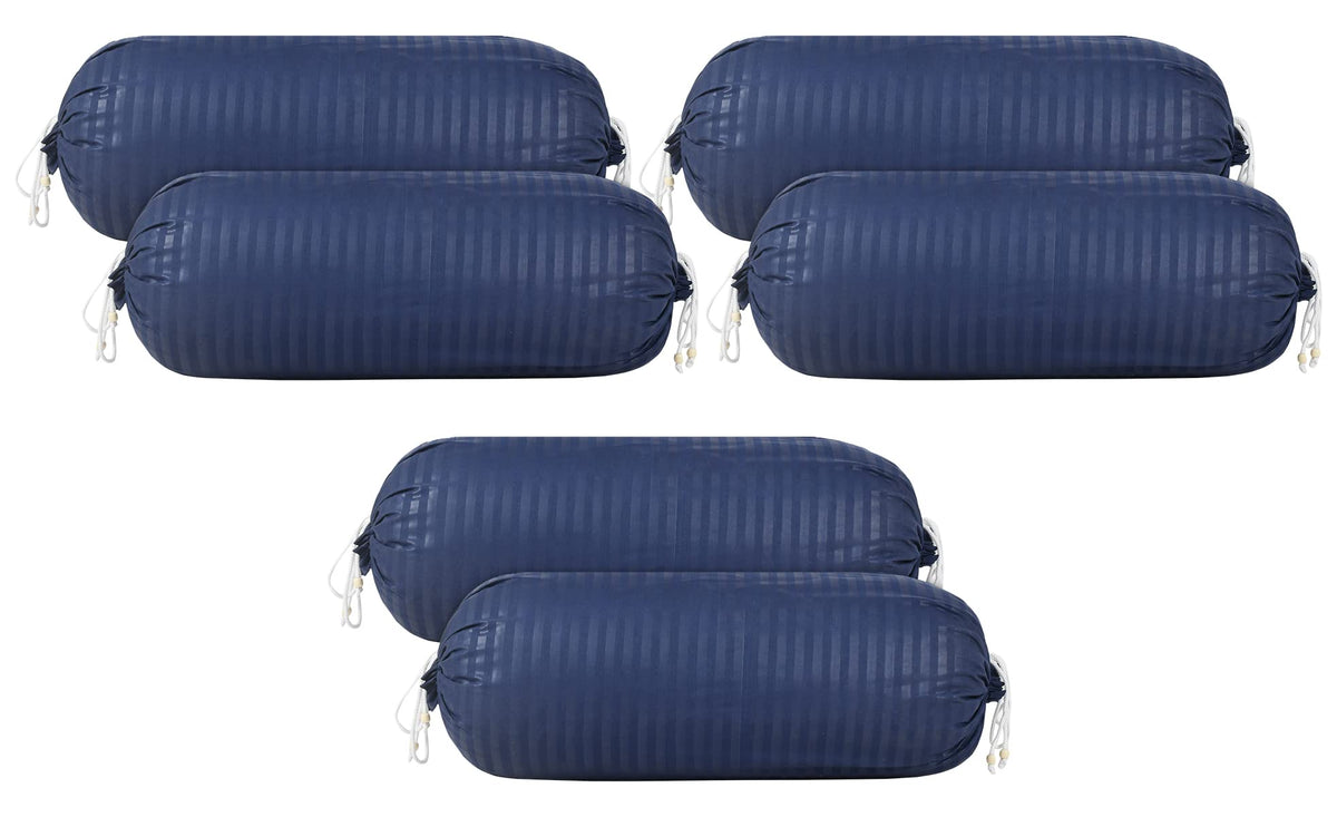 Heart Home Linning Design Cotton Bolster Cover- Set of 6, 16"x32" (Blue)-44HH0163