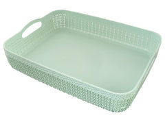 Heart Home Q-3 Multiuses Designer Unbreakable Plastic Storage Basket/Organizer/Bin For Home, Kitchen, Bathroom, Office Use Pack of 4 (Green & Pink)-50HH01543