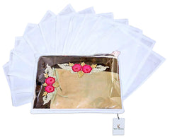 Kuber Industries 12 Piece Non Woven Saree Cover Set, White (VARTION22)