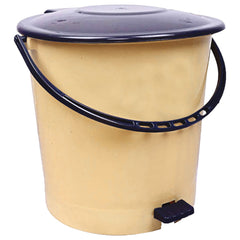 Kuber Industries Plastic Pedal Dustbin/Wastebin With Handle, 5 Liter (Yellow & Black)-47KM0907