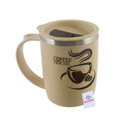 Heart Home Coffee House Unicorn Tea Coffee Time Unbreakable hot Insulated Double Wall Plastic Stainless Steel Tea, Coffee/Milk Mug with Sipper lid for Kids and Adults (Cream)-HEART11120