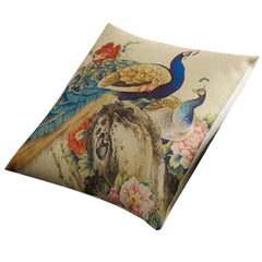 Heart Home Cushion Cover|Sofa Cushion Covers|Peacock Print Sitting Cushion Cover|Polyester Cushion Filler|16x16 Inch|Set of 5 (Multicolor)
