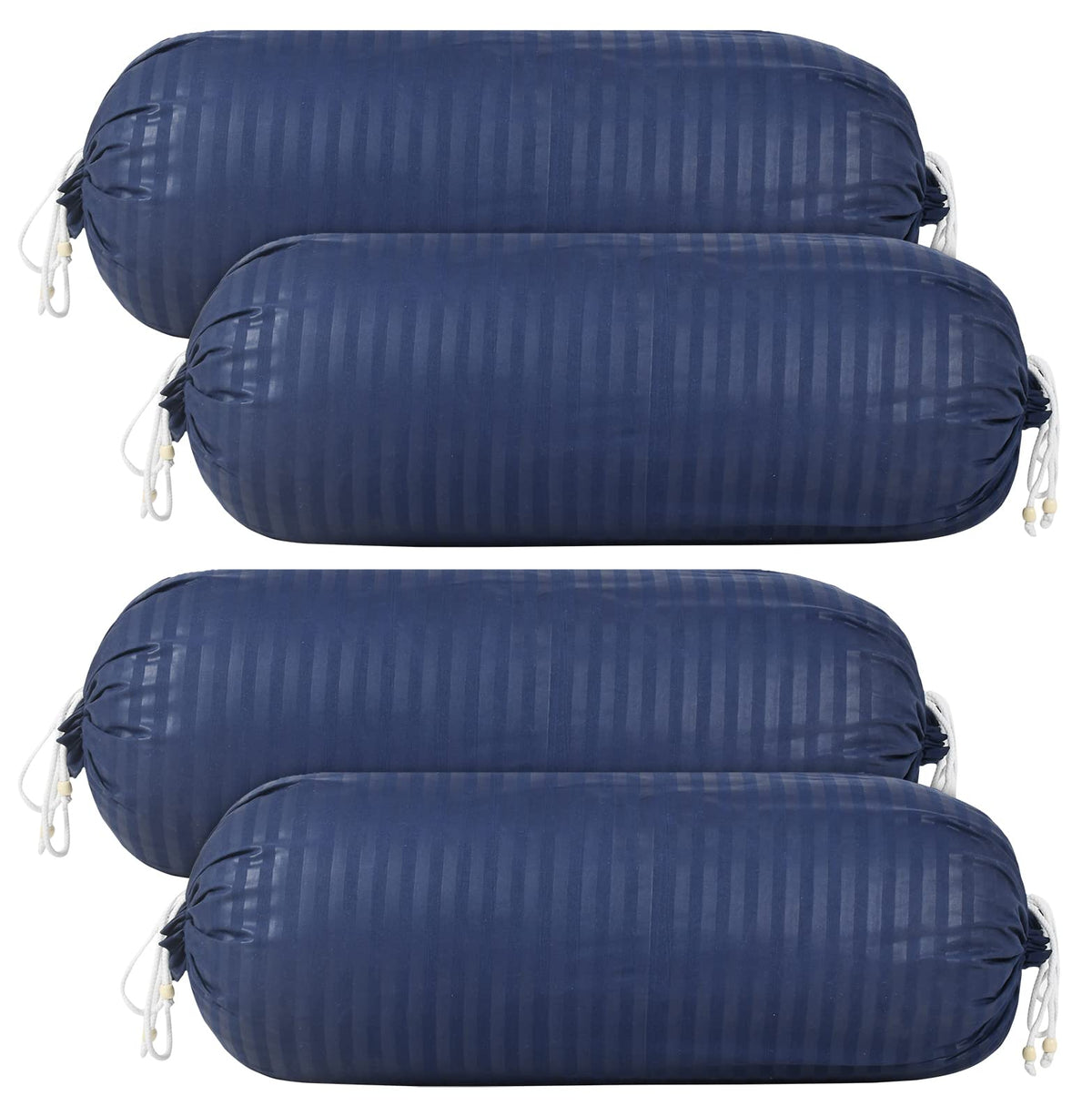 Kuber Industries Linning Design Cotton Bolster Cover- Set of 4, 16"x32" (Blue)-44KM0161