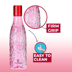 Kuber Industries Plastic Water Bottles -1 Litre Water Bottle (Set of 6), Pink | Break Proof, Multipurpose, BPA Free, Ideal for Fridge/Refrigerator| Round Ice Cut