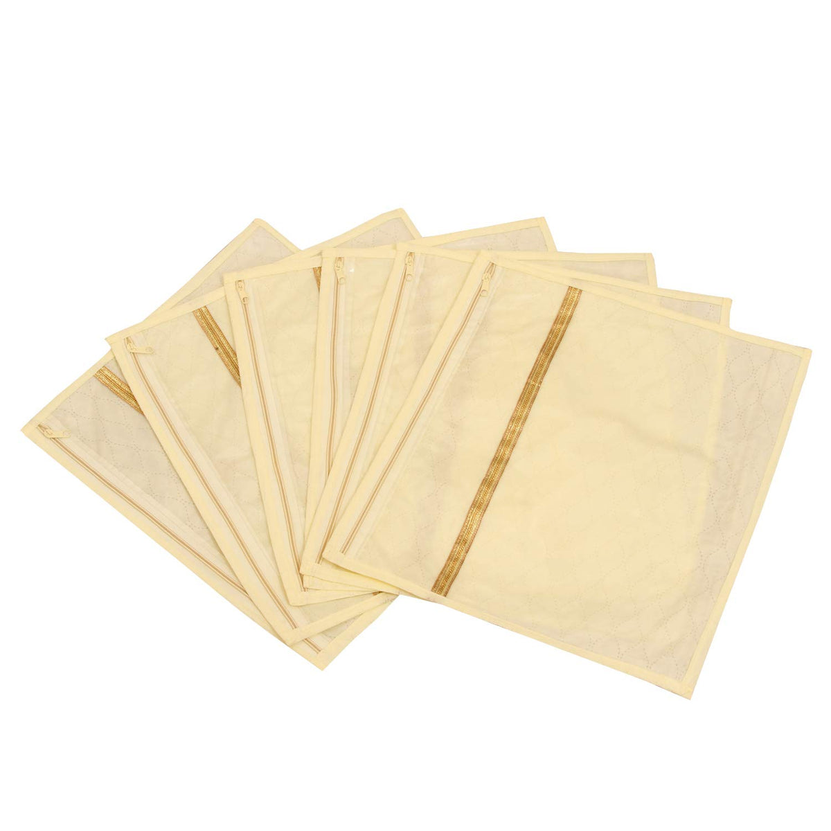 Kuber Industries 6 Piece Non Woven Wardrobe Organizer Saree Cover, Gold