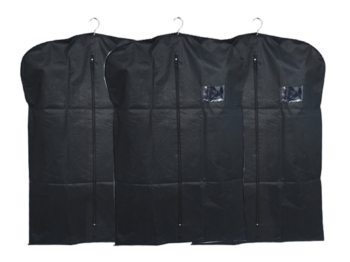 Kuber Industries 3 Piece Non Woven Blazer Cover Hanging, Black (KU8975)