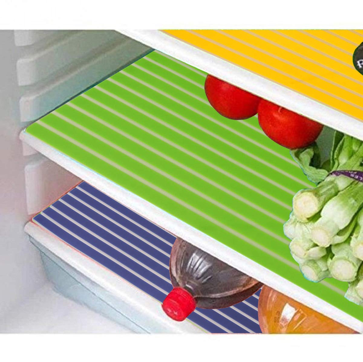 Kuber Industries 3 Piece Self Lining Design PVC Fridge Mat Set - 18"x12", Multicolour (CTKTC01583)