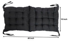 Heart Home Microfiber 18 * 48 Inch Back and Seat Chair Cushion with Ties & 18 * 18 Inch Square Cushion- Set of 2 (Black), Standard (HS_37_HEARTH020797)