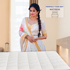 Heart Home Mattress Protector|Soft Cotton Double Bed Mattress Protector|Waterproof Mattress Protector|Quilted Cover with Elastic Band Straps|72x78 (White)