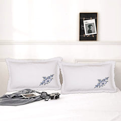 Heart Home Embroidery Pattern Breathable & Soft Cotton Pillow Cover for Sofa, Couch, Bed, Set of 6 (White) 54HH4115.