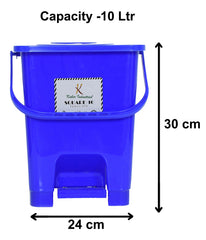 Kuber Industries Square Premium Plastic Pedal Dustbin with Lid for Home/Kitchen/Office 10 Ltr (Green & Blue)-Pack of 2