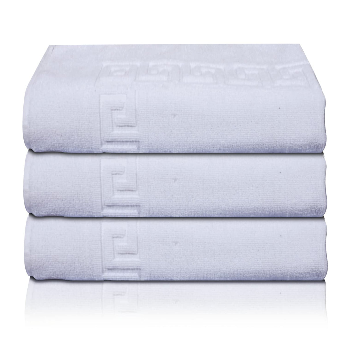 Kuber Industries Greek Design Super Absorbent Cotton 400 GSM Hand Towel|Face Towel|Bath Nets for Men,Women,Kids,30x20 Inches, Pack of 3 (White)