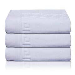 Kuber Industries Greek Design Super Absorbent Cotton 400 GSM Hand Towel|Face Towel|Bath Nets for Men,Women,Kids,30x20 Inches, Pack of 3 (White)