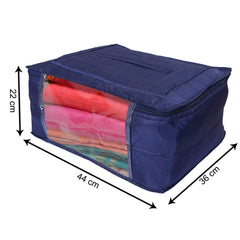 Kuber Industries Designer Saree Cover|Parachute Foldable Clothes For Home & Traveling|With Transparent Window Extra Large, (Navy Blue)
