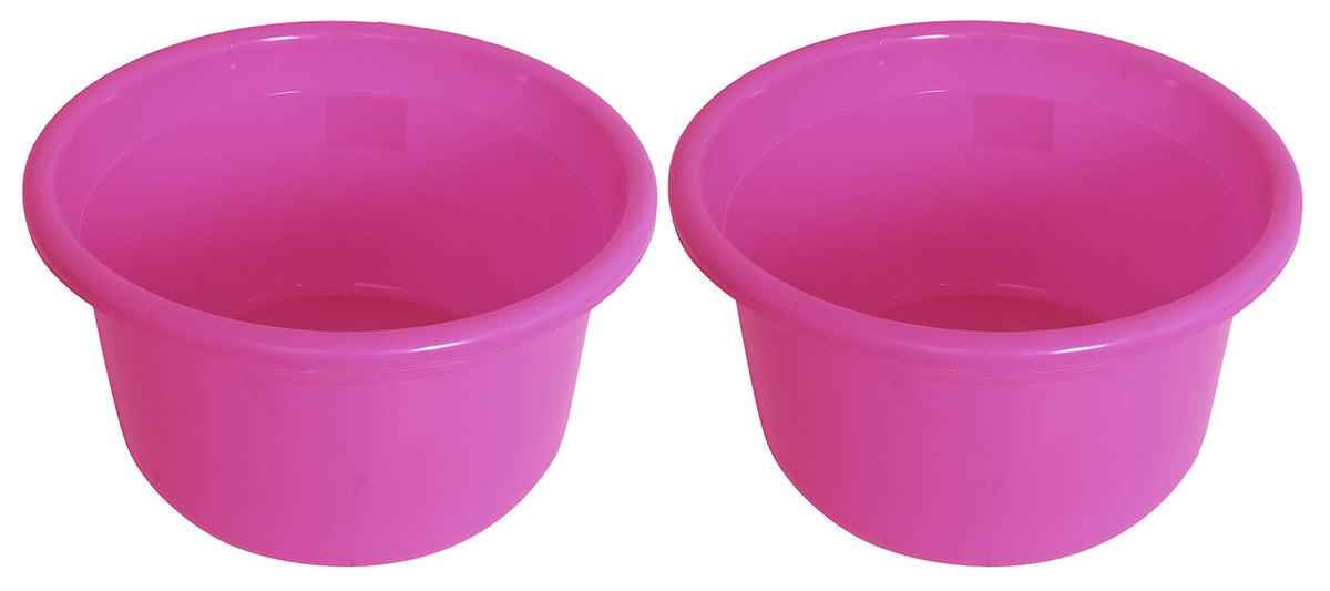 Kuber Industries 2 Pieces Unbreakable Plastic Multipurpose Bath Tub/Washing Tub 25 LTR (Pink) (KUBMART010607)