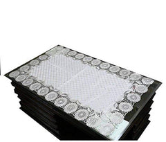 Kuber Industries Leaf Design Virgin Viny Soft Fabric Dining Table Runner 34"x17" or 84 x 42 cm (Silver) - CTKTC45910