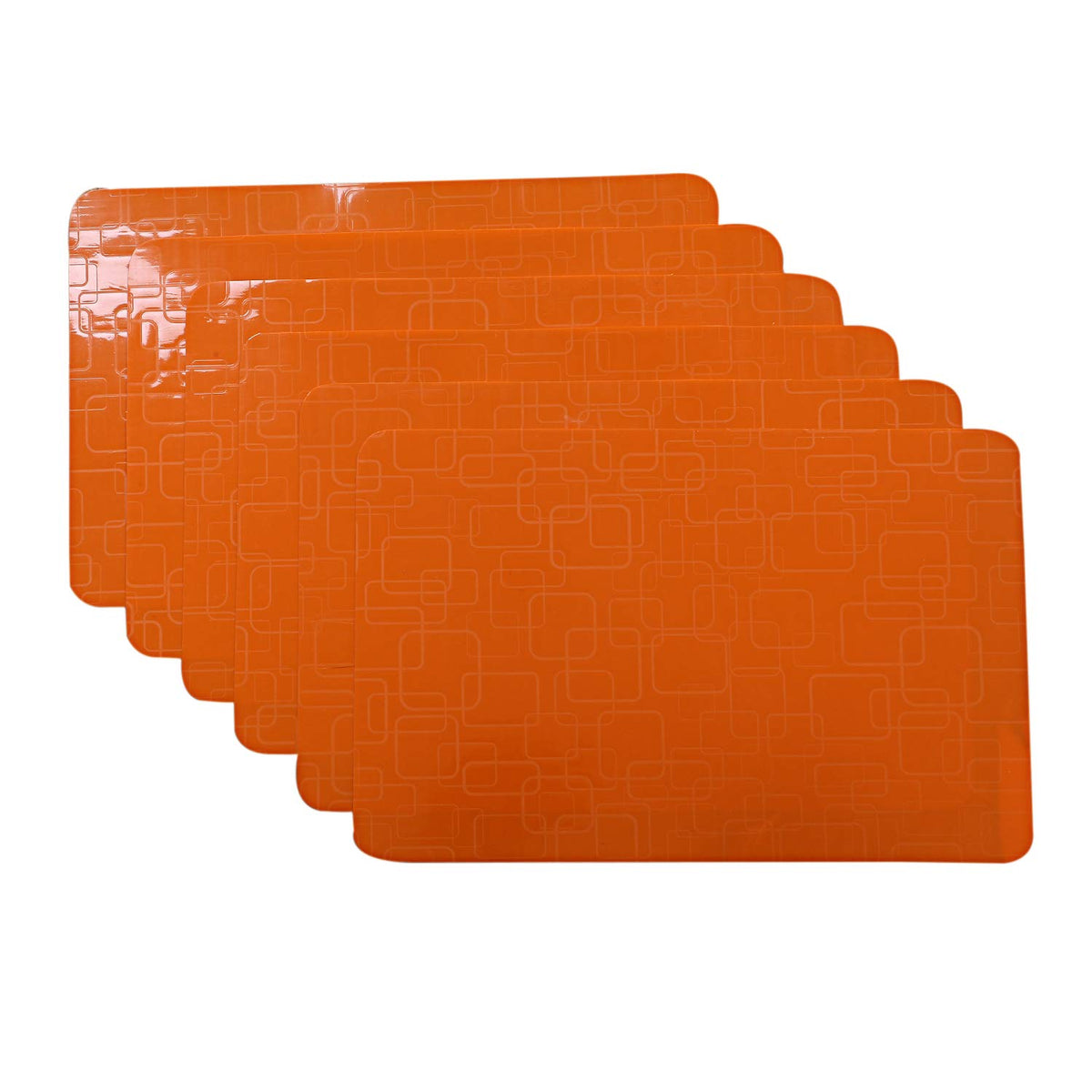 Kuber Industries Checkered Design PVC 6 Pieces Dining Table Placemat Set (Orange), CTKTC13705, Standard