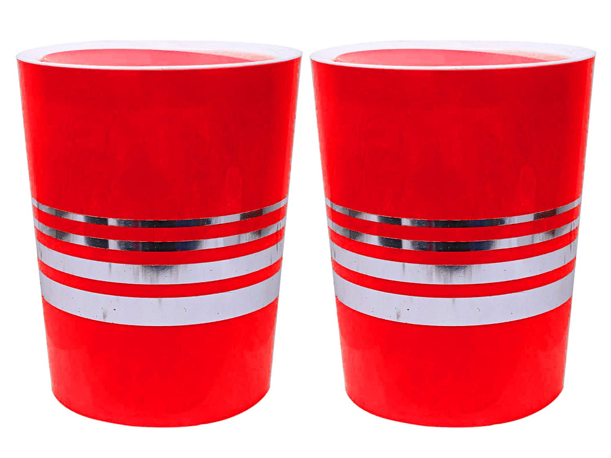 Heart Home Plastic Dustbin/Wastebin With Swing Lid, 7 Liter- Pack of 2 (Red)-47HH0803