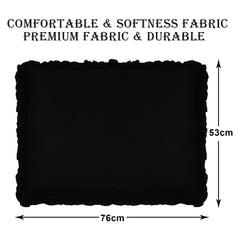 Heart Home Pillow Cover | Cotton Pillow Cover | Pillow Cover For Bedroom | Pleated Frill Border Long Crush Pillow Cover | Set of 4 | 20x30 Inch | Black